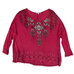 Vintage Charlotte Russe‎ Shirt Womens Size Large Red Gothic Whimsigoth Romantic